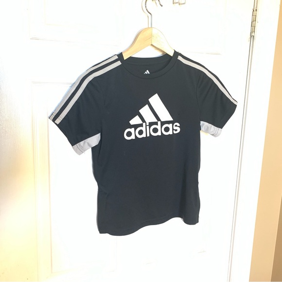 adidas Tops - ⚡️3 for 25⚡️ Adidas ClimaCool Black T-Shirt with Logo & Stripes – Size S